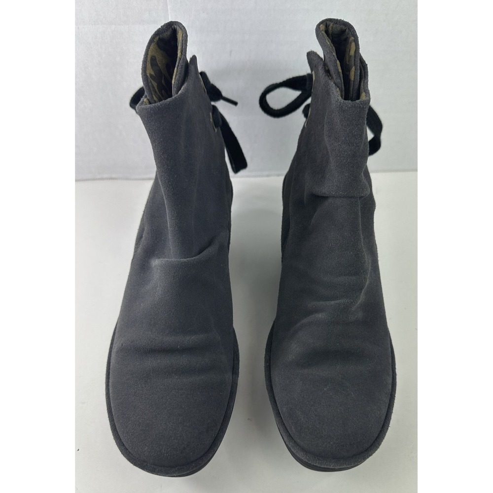 Fly London Yama Suede Wedge Ankle Boots Gray Booties Women's 7.5 - 8 EU 38 Shoes - Picture 10 of 10